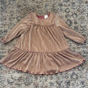 Hanna Andersson Metallic Pleated Ruffle Hem Dress- Size 3T